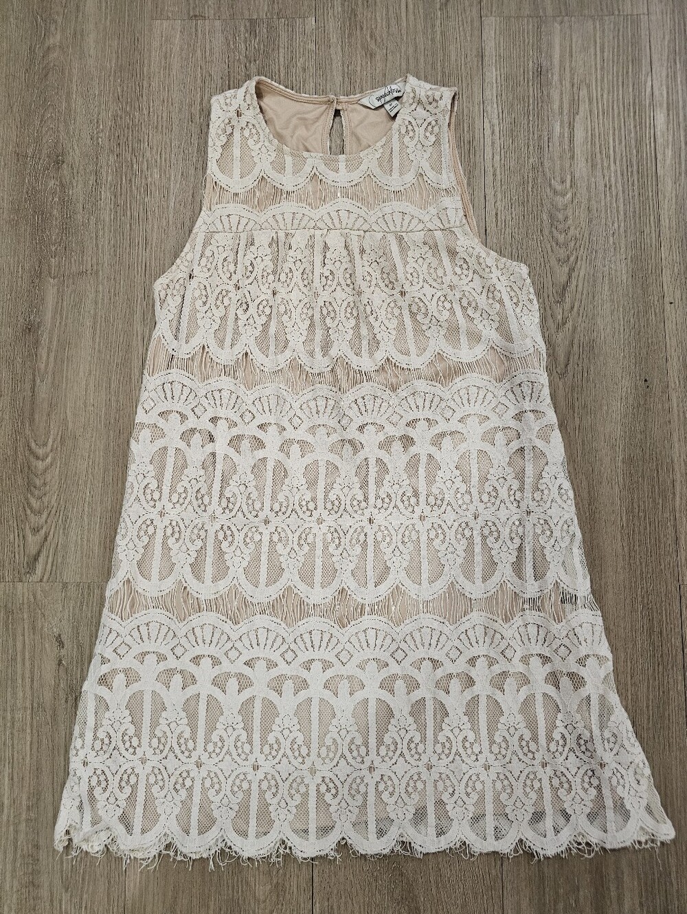 Speechless Cream Overlay Crochet Lace High Neck Mini Dress Small NWOT